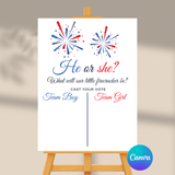 DIGITAL DOWNLOAD ONLY Patriotic Fireworks Themed Gender Reveal Party Voting Poster