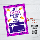 INSTANT DOWNLOAD Let's Taco 'Bout What A Great CNA You Are Gift Card Holder 5x7