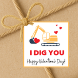 INSTANT DOWNLOAD I Dig You Happy Valentine's Day Square Gift Tags 2.5x2.5