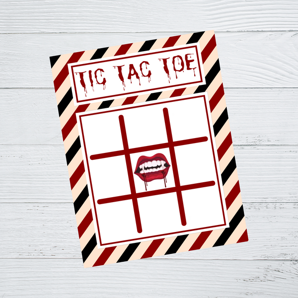 INSTANT DOWNLOAD Halloween Fangs Tic Tac Toe Game Cards