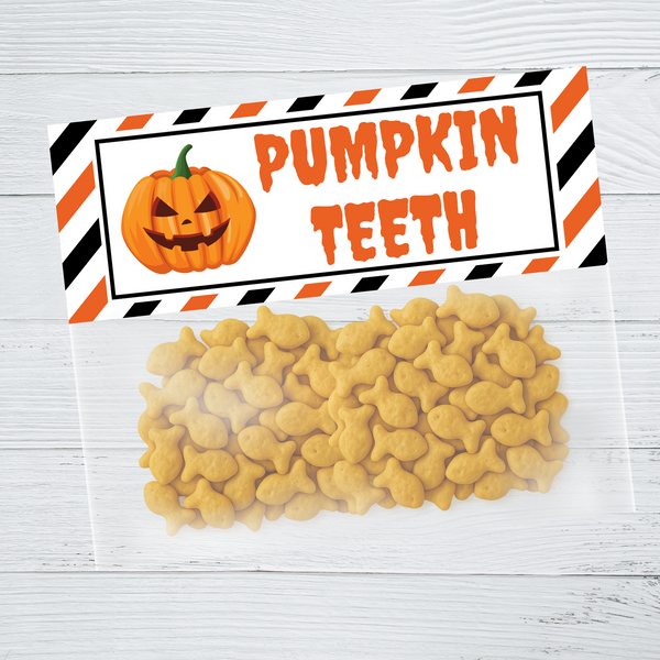 INSTANT DOWNLOAD Halloween Pumpkin Teeth Favor Bag Toppers