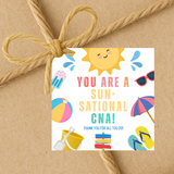 INSTANT DOWNLOAD You Are A Sunsational CNA Square Gift Tags 2.5x2.5