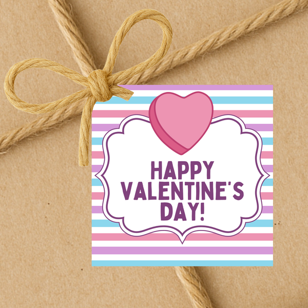 INSTANT DOWNLOAD Candy Heart Happy Valentine's Day Square Gift Tags 2.5x2.5