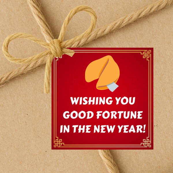 INSTANT DOWNLOAD Wishing You Good Fortune In The New Year Square Gift Tags 2.5x2.5