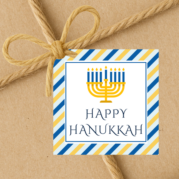 INSTANT DOWNLOAD Happy Hanukkah Square Gift Tags 2.5x2.5