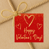 INSTANT DOWNLOAD Red Gold Happy Valentine's Day Square Gift Tags 2.5x2.5