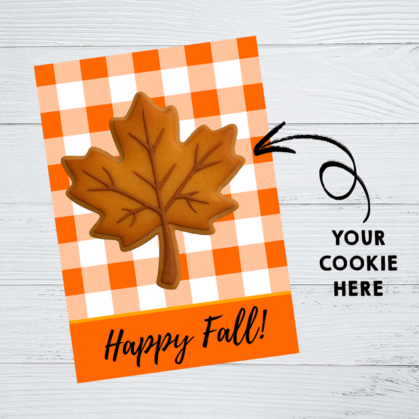 INSTANT DOWNLOAD Orange Plaid Happy Fall Cookie Cards 3.5x5