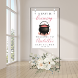 Editable Pink Halloween A Baby Is Brewing Baby Shower Welcome Sign | Halloween Theme | Instant Download | Canva Template | 18x24, 24x36