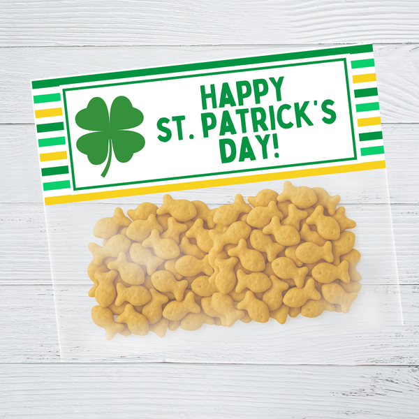 INSTANT DOWNLOAD Happy St. Patrick's Day Favor Bag Toppers