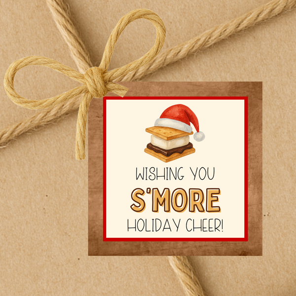 INSTANT DOWNLOAD Wishing You S'more Holiday Cheer Square Gift Tags 2.5x2.5