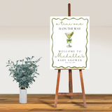 Editable Green A Tini One Is On The Way Baby Shower Welcome Sign | Instant Download | Canva Template | 18x24, 24x36