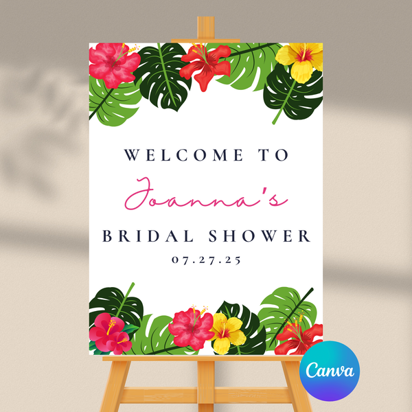 DIGITAL DOWNLOAD ONLY Tropical Paradise Bridal Shower Welcome Sign