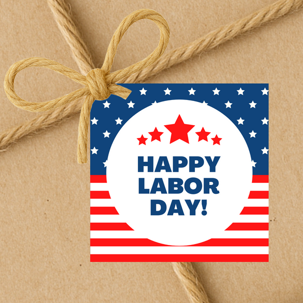 INSTANT DOWNLOAD Happy Labor Day Square Gift Tags 2.5x.25