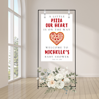 Editable A Little Pizza Our Heart Is On The Way Baby Shower Welcome Sign | Pizza Theme | Instant Download | Canva Template | 18x24, 24x36