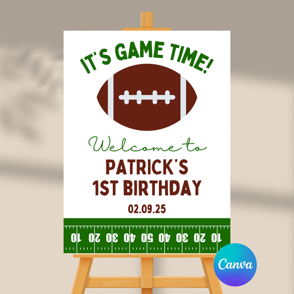 DIGITAL DOWNLOAD ONLY Football Themed Birthday Party Editable Welcome Sign
