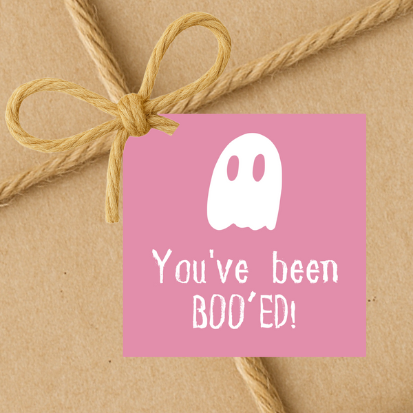 Halloween Pink Ghost You've Been Boo'ed | Halloween Gift Tags | Instant Download | 2.5x2.5