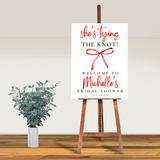 DIGITAL DOWNLOAD ONLY Christmas She's Tying The Knot Bridal Shower Editable Welcome Sign
