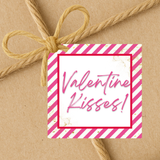 INSTANT DOWNLOAD Valentine Kisses Square Gift Tags 2.5x2.5