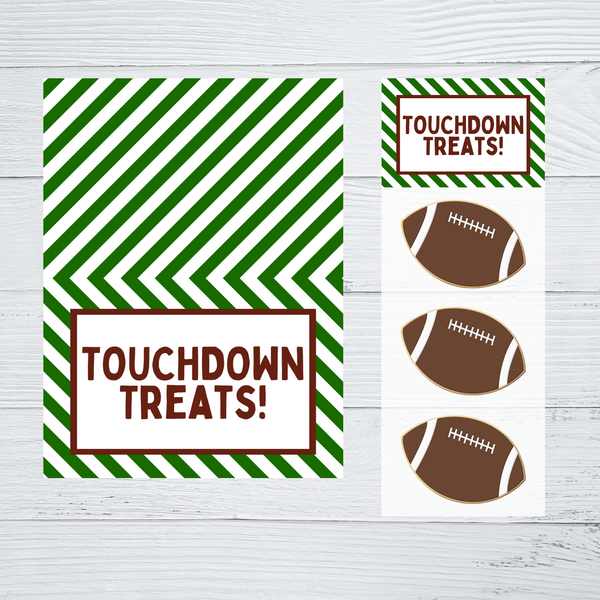 INSTANT DOWNLOAD Football Touchdown Treats Bag Toppers 3x2