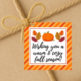 Wishing You A Warm & Cozy Fall Season | Fall Theme Gift Tags | Instant Download | 2.5x2.5