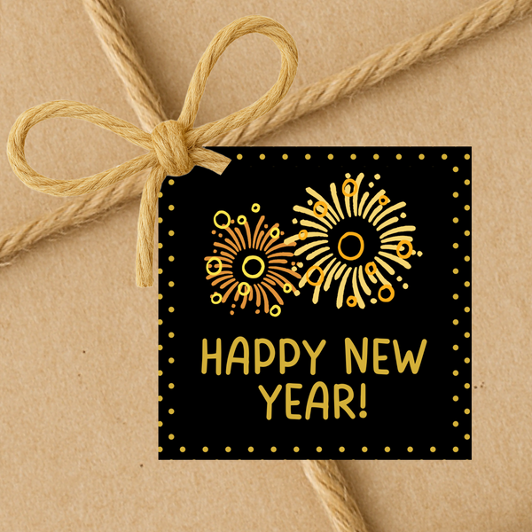 INSTANT DOWNLOAD Happy New Year Square Gift Tags 2.5x2.5