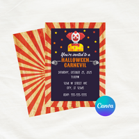 Editable Halloween Carnival Party Invitation Template 5x7