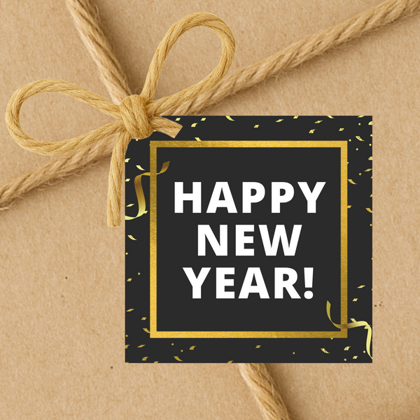 INSTANT DOWNLOAD Happy New Year Square Gift Tags 2.5x2.5