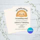 Editable Our Little Pierog Is Turning One Birthday Invitation Template | Instant Download | Canva Template | 5x7