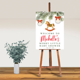 Editable Christmas A Merry Little Baby Shower Welcome Sign | Instant Download | Canva Template | 18x24, 24x36
