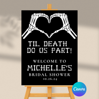 Editable Till Death Do Us Part Bridal Shower Welcome Sign | Halloween Theme | Instant Download | Canva Template | 18x24, 24x36