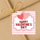 INSTANT DOWNLOAD Stripe Pink Happy Valentine's Day Square Gift Tags 2.5x2.5