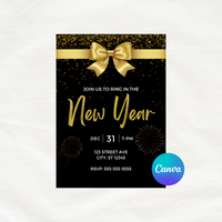 DIGITAL DOWNLOAD ONLY Ring In The New Year Editable Invitation 5x7