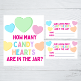 INSTANT DOWNLOAD Valentine's Day Candy Hearts Themed Guess How Many Candies Are In The Jar Guessing Game
