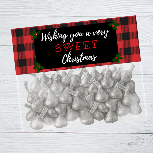 INSTANT DOWNLOAD Buffalo Wishing You A Very Sweet Christmas Favor Bag Toppers