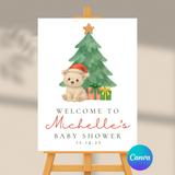 Editable Christmas We Can Bearly Wait Baby Shower Welcome Sign | Christmas Theme | Instant Download | Canva Template | 18x24, 24x36