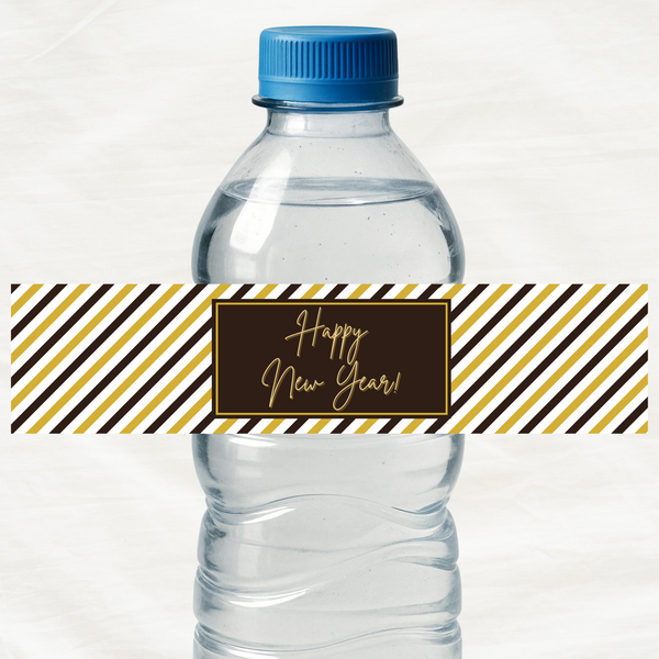 INSTANT DOWNLOAD Happy New Year Water Bottle Labels 8.5x2