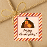 INSTANT DOWNLOAD Turkey Happy Thanksgiving Square Gift Tags 2.5x2.5