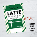 INSTANT DOWNLOAD Thanks A Latte For Being A Great Housekeeper Gift Card Holder 5x7