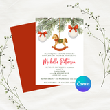 Editable Christmas A Merry Little Baby Shower Invitation | Christmas Theme | Instant Download | Canva Template, 5x7