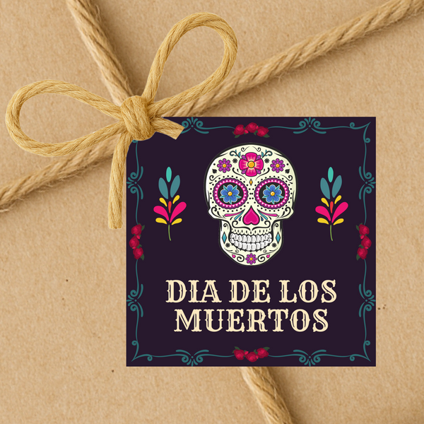 INSTANT DOWNLOAD Dia De Los Muertos Square Gift Tags 2.5x2.5