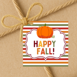 Pumpkin Stripe Happy Fall | Fall Theme Gift Tags | Instant Download | 2.5x2.5