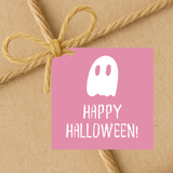 Halloween Pink Ghost Happy Halloween | Halloween Gift Tags | Instant Download | 2.5x2.5
