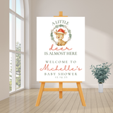 Editable Christmas A Little Deer Is Almost Here Baby Shower Welcome Sign | Christmas Theme | Instant Download | Canva Template | 18x24, 24x36