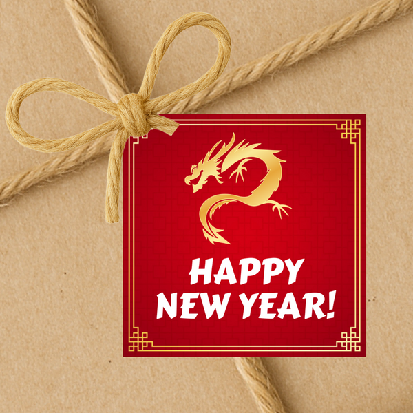 INSTANT DOWNLOAD Lunar Happy New Year Dragon Gift Tags 2.5x2.5