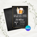 Editable A Brew Before Baby Is Due Baby Man Shower Invitation | Instant Download | Canva Template | 5x7