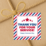 INSTANT DOWNLOAD Thank You For Your Service Happy Veterans Day Gift Tags 2.5x2.5