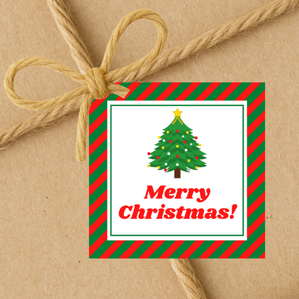 INSTANT DOWNLOAD Christmas Tree Merry Christmas Square Gift Tags 2.5x2.5