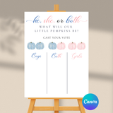 DIGITAL DOWNLOAD ONLY Fall Pink And Blue Twins Pumpkin Gender Reveal Party Voting Poster