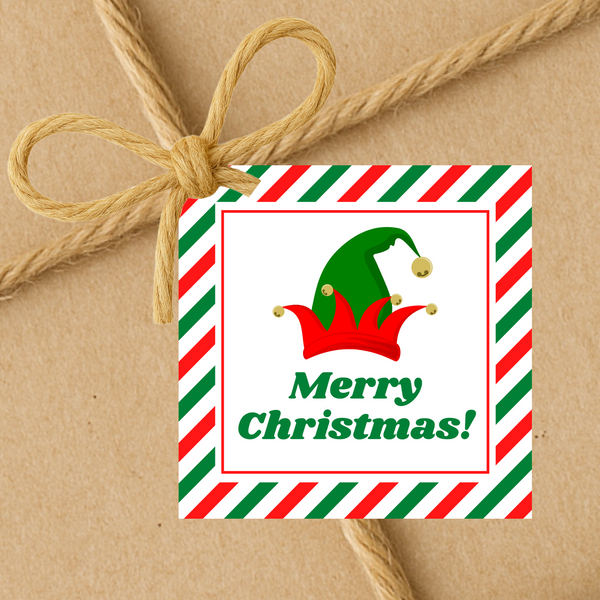 INSTANT DOWNLOAD Elf Hat Merry Christmas Square Gift Tags 2.5x2.5