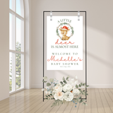 Editable Christmas A Little Deer Is Almost Here Baby Shower Welcome Sign | Christmas Theme | Instant Download | Canva Template | 18x24, 24x36